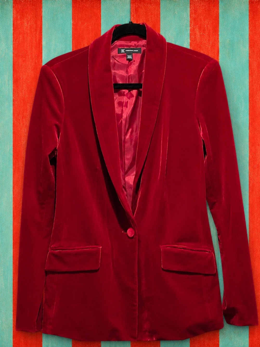 INC International Concepts Red Velvet Single-Button Blazer